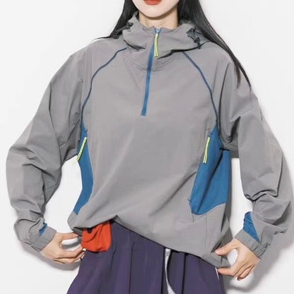 アクセントカラー ハーフジップ ライトジャケット（3Colors）260112