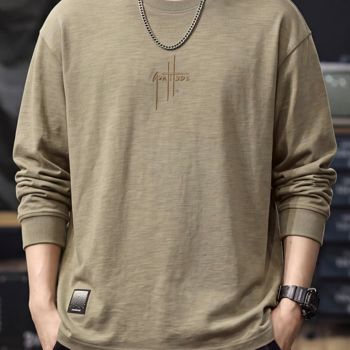 刺繍 裏起毛 長袖Tシャツ（3Colors）260867