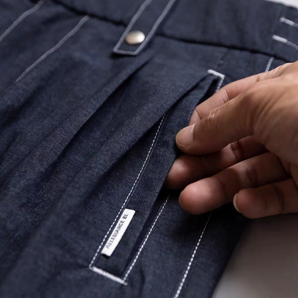 ワンポイントステッチ ストレート カジュアルパンツ（1Color）260193