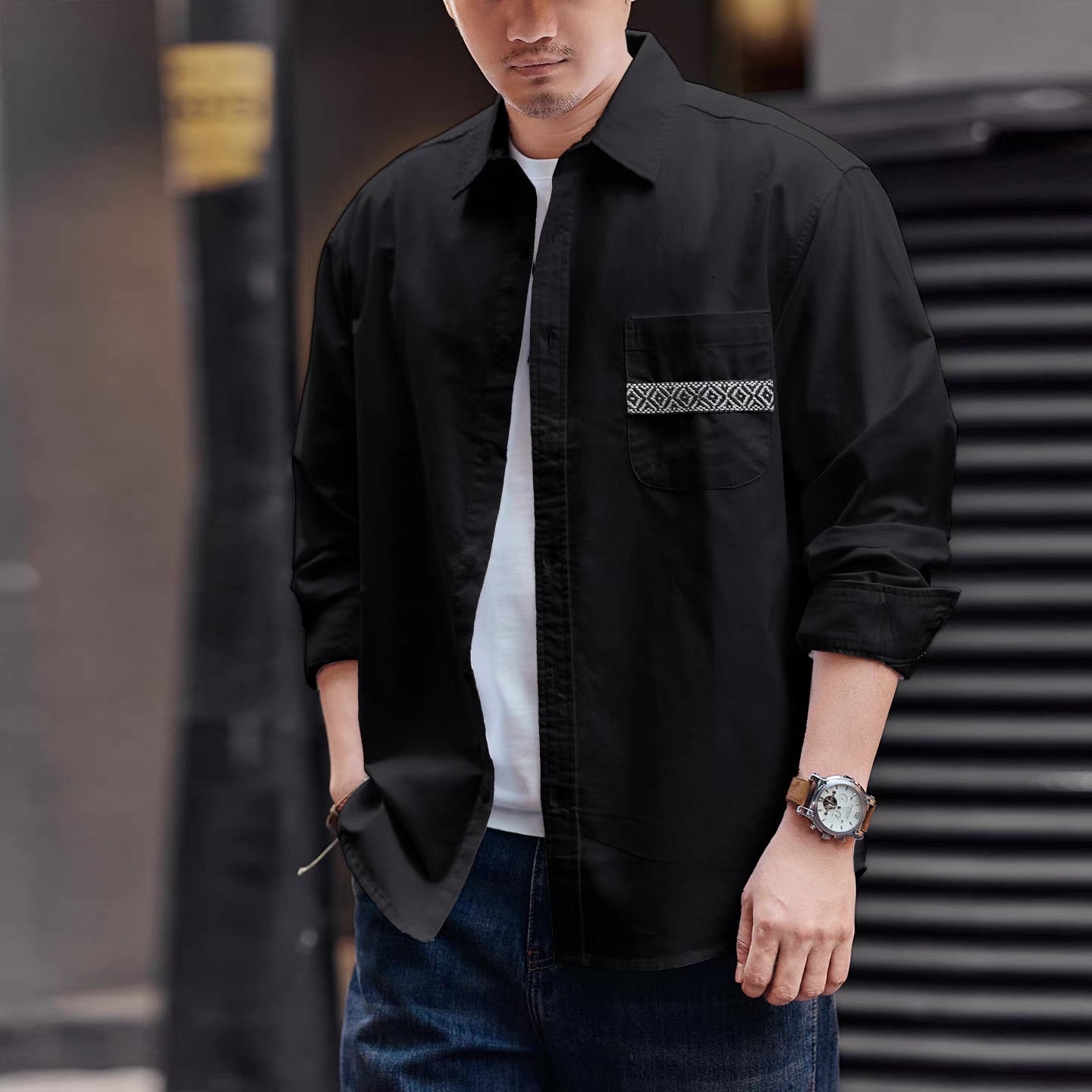 エスニック刺繍入り 長袖シャツ（2Colors）260216