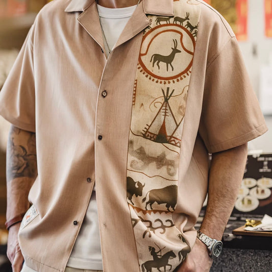 インディアンデザイン オープンカラーシャツ（1Color）260242