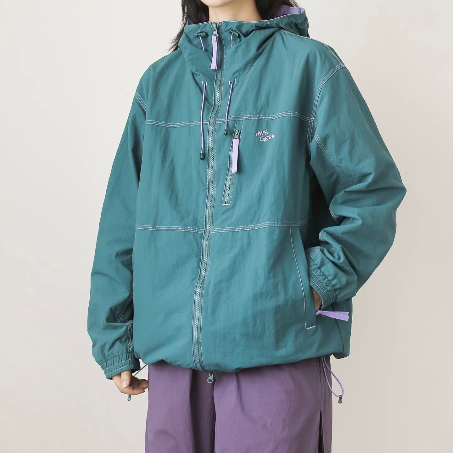 裾ドローコード フード付ウィンドブレーカー（2Colors）260064