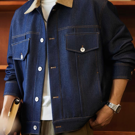 コーデュロイ襟 オーバーサイズ デニムジャケット（1Color）250997