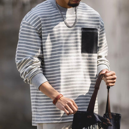 パッチポケット付 ボーダー プルオーバー（2Colors）260122