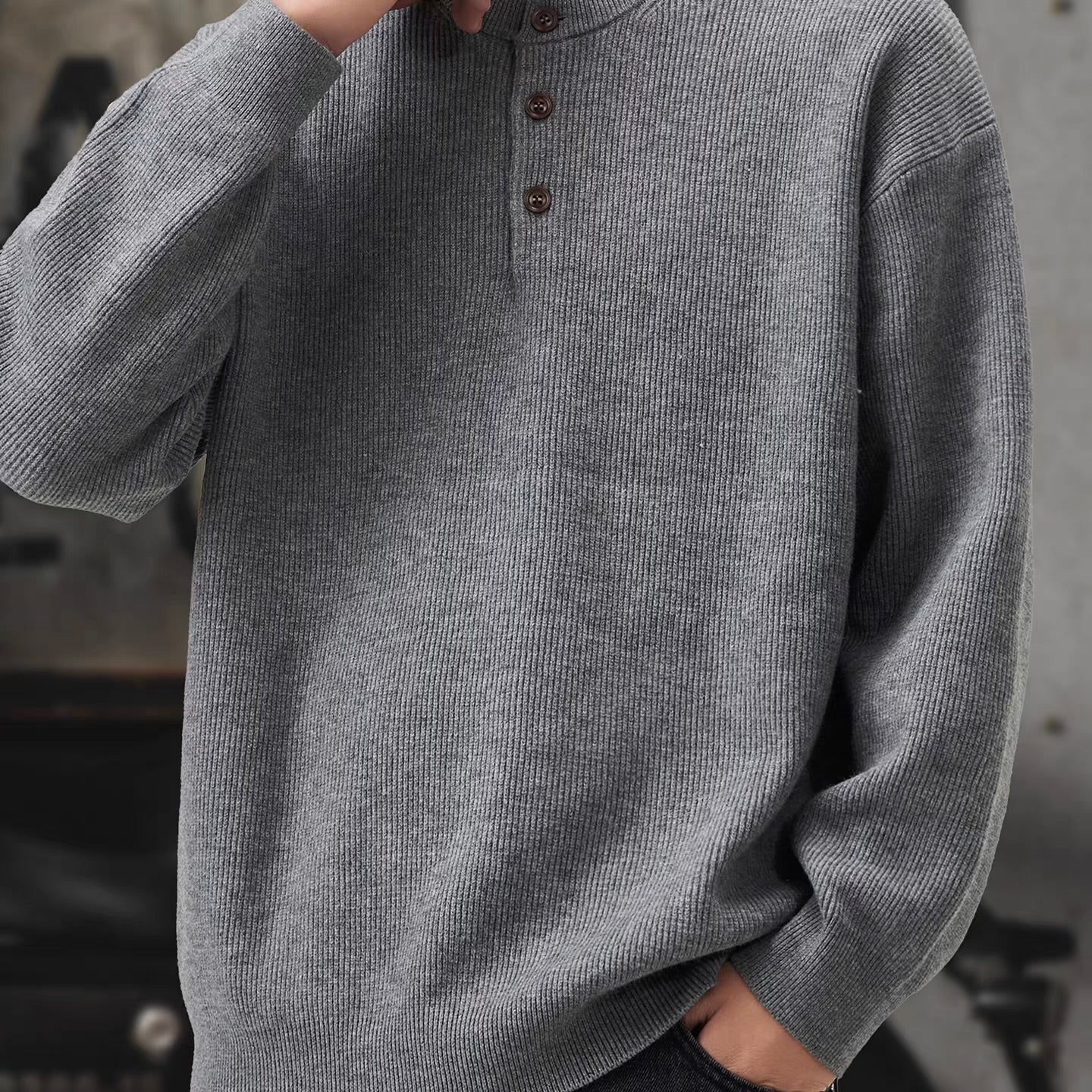 ヘンリーネック シンプル セーター（4Colors）251076