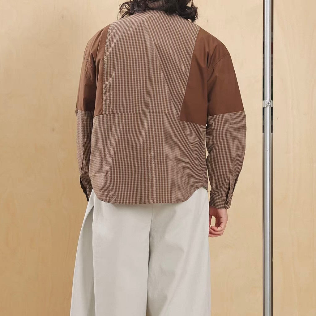 パッチワーク チェック デザインシャツ（3Colors）260157