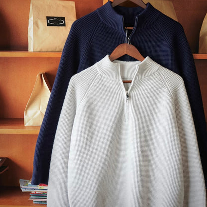 ヘビーウェイト ハーフジップ ニットプルオーバー（2Colors）250975