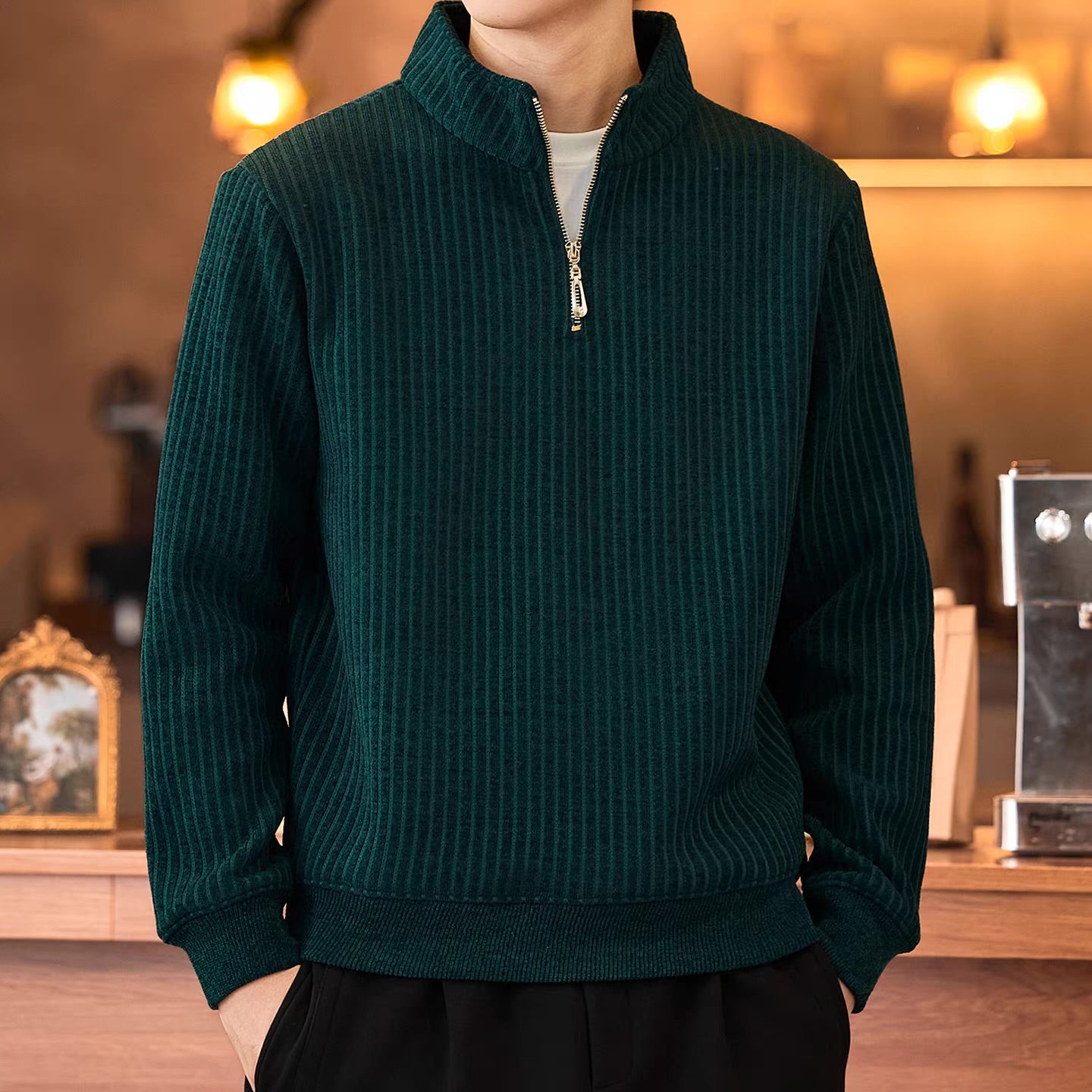 ハーフジップ スタンドカラー セーター（4Colors）260033