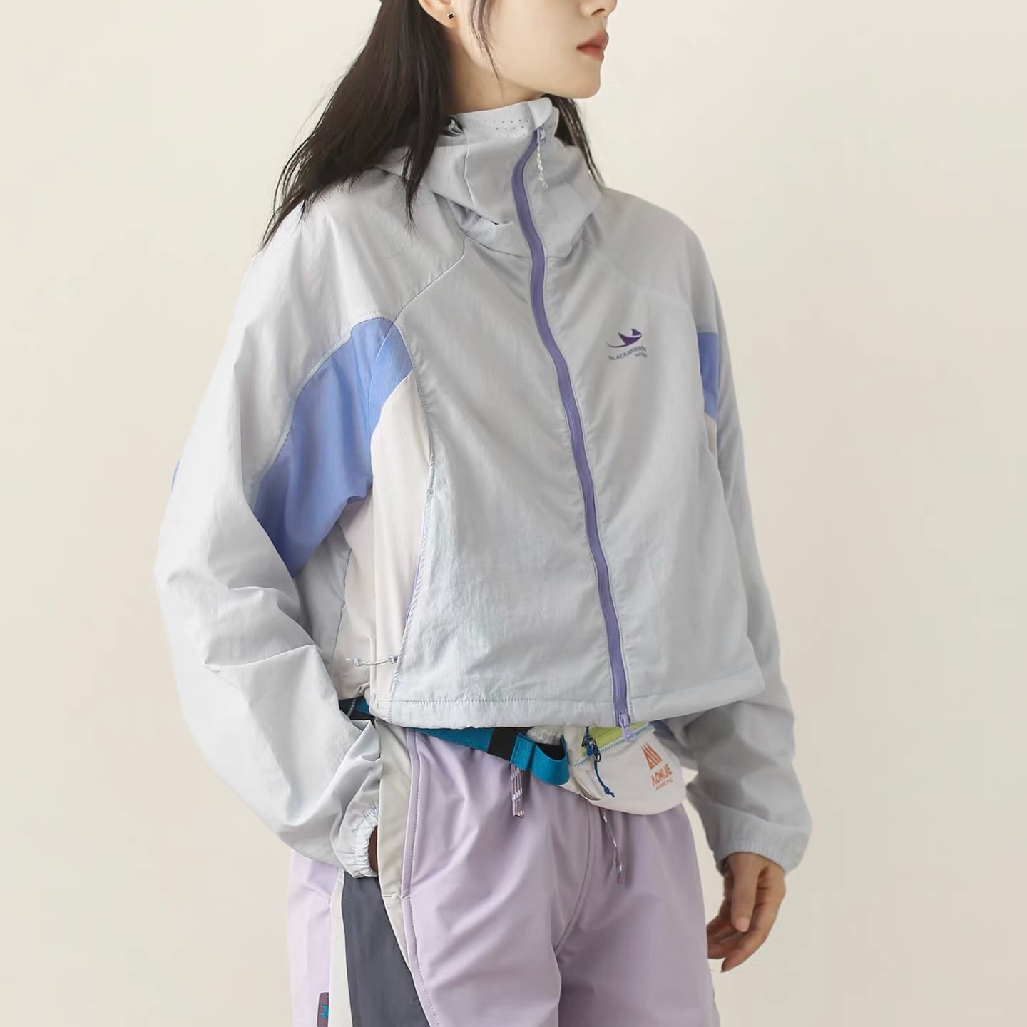 カラーブロック フード付ショートジャケット（4Colors）260504