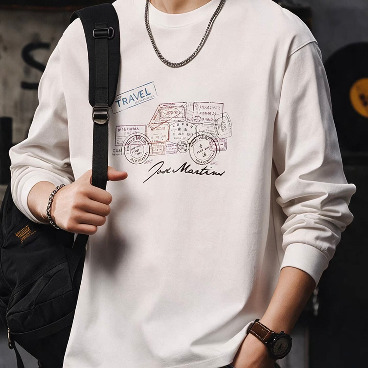 ヘビーウェイト 車モチーフ 長袖Tシャツ（1Color）260750