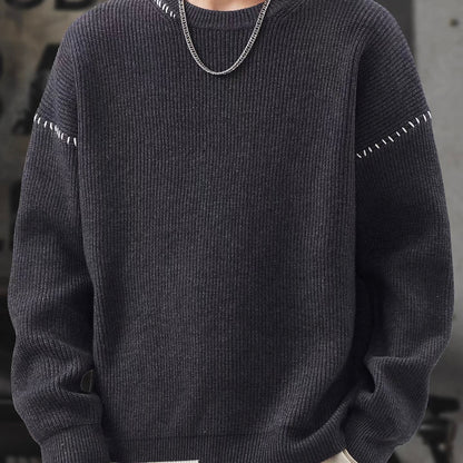 ポイントステッチ アシンメトリーデザイン セーター（3Colors）260039