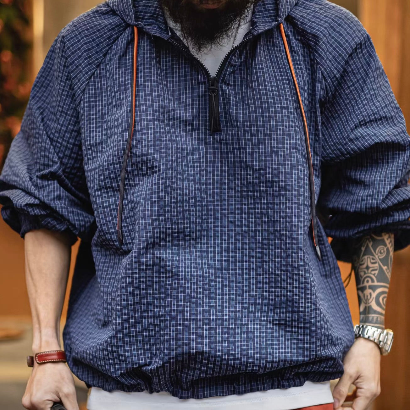 チェック ハーフジップ ライトジャケット（1Color）260197