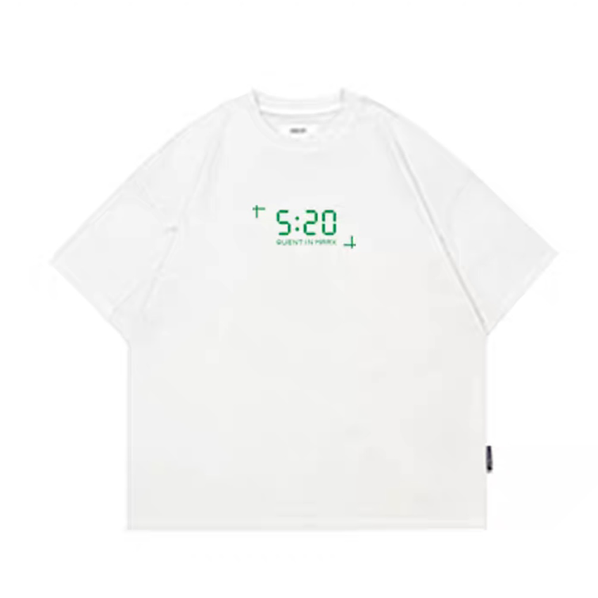 時計モチーフ 発光プリント 半袖Tシャツ（2Colors）240359