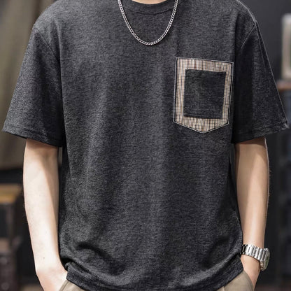 チェックパッチポケット付 シンプルTシャツ（2Colors）260467