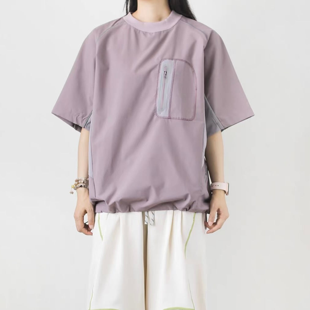裾ドローコード 胸ポケット付 スポーツTシャツ（2Colors）260441