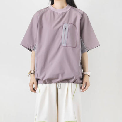 裾ドローコード 胸ポケット付 スポーツTシャツ（2Colors）260441