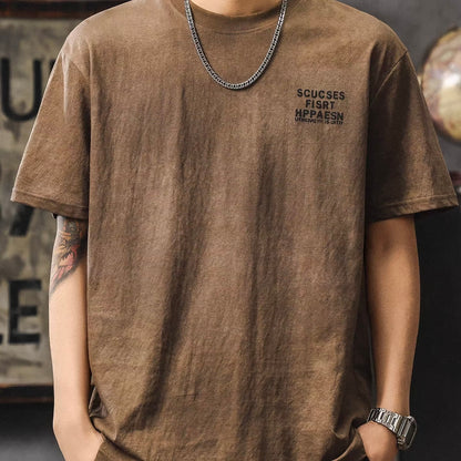 ウォッシュ加工 レタープリントTシャツ（2Colors）260205