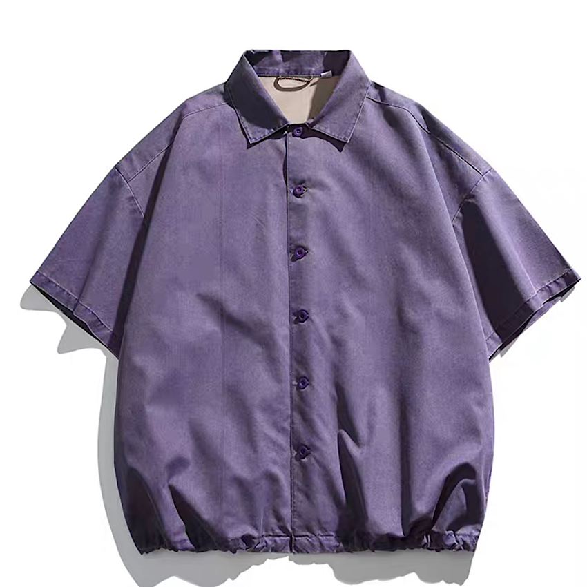 裾ドローコード オーバーサイズ 半袖シャツ（5Colors）240498