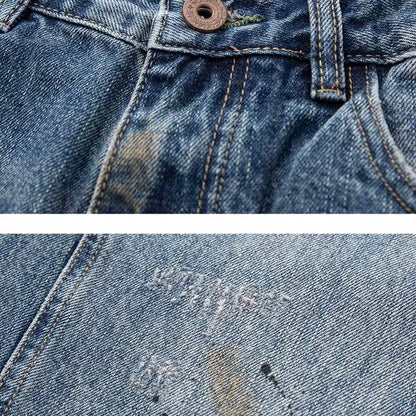 アメリカンレトロ ウォッシュドデニム テーパードパンツ（1Color）260001