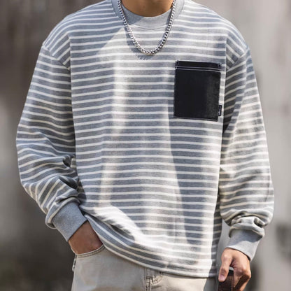 パッチポケット付 ボーダー プルオーバー（2Colors）260122