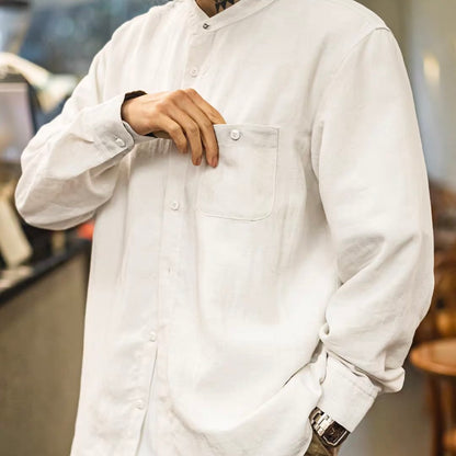 胸ポケット付 スタンドカラーシャツ（4Colors）260182