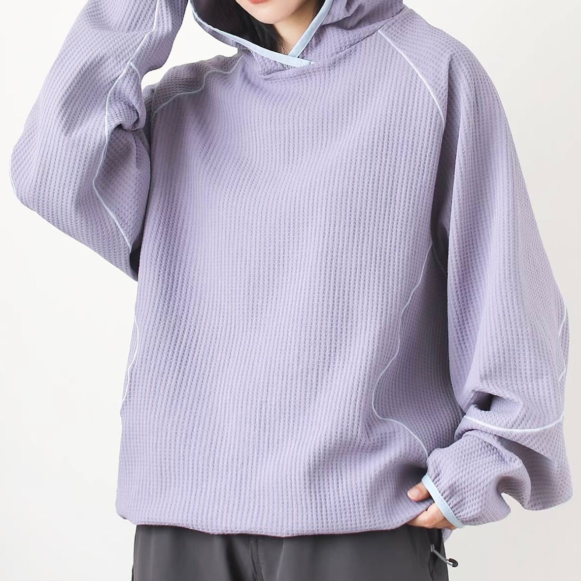 スポーツ ワッフル生地 フーディー（5Colors）260176