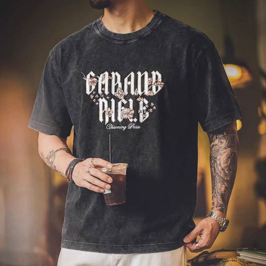 刺繍 ウォッシュド レトロ Tシャツ（2Colors）260291