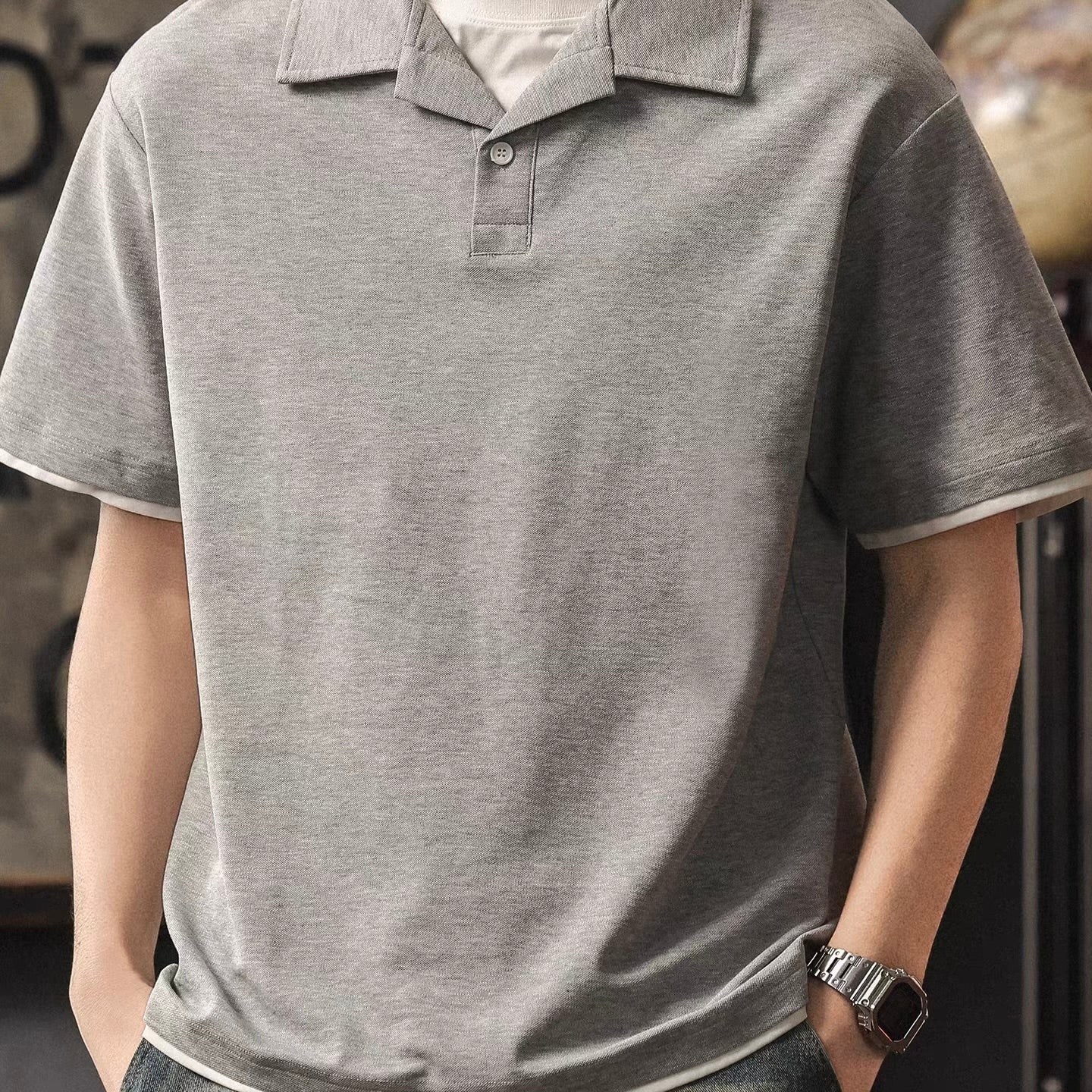 フェイクレイヤード 半袖ポロシャツ（2Colors）260253