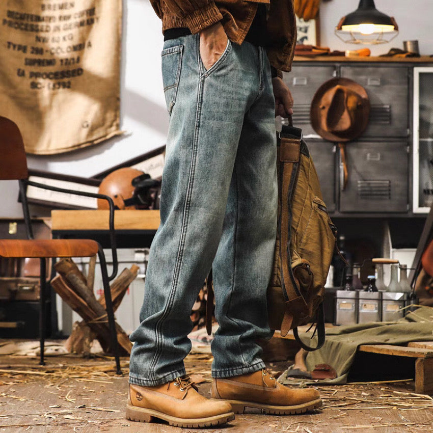 裏起毛 ストーンウォッシュ デニムパンツ（2Colors）240849 – Champyee