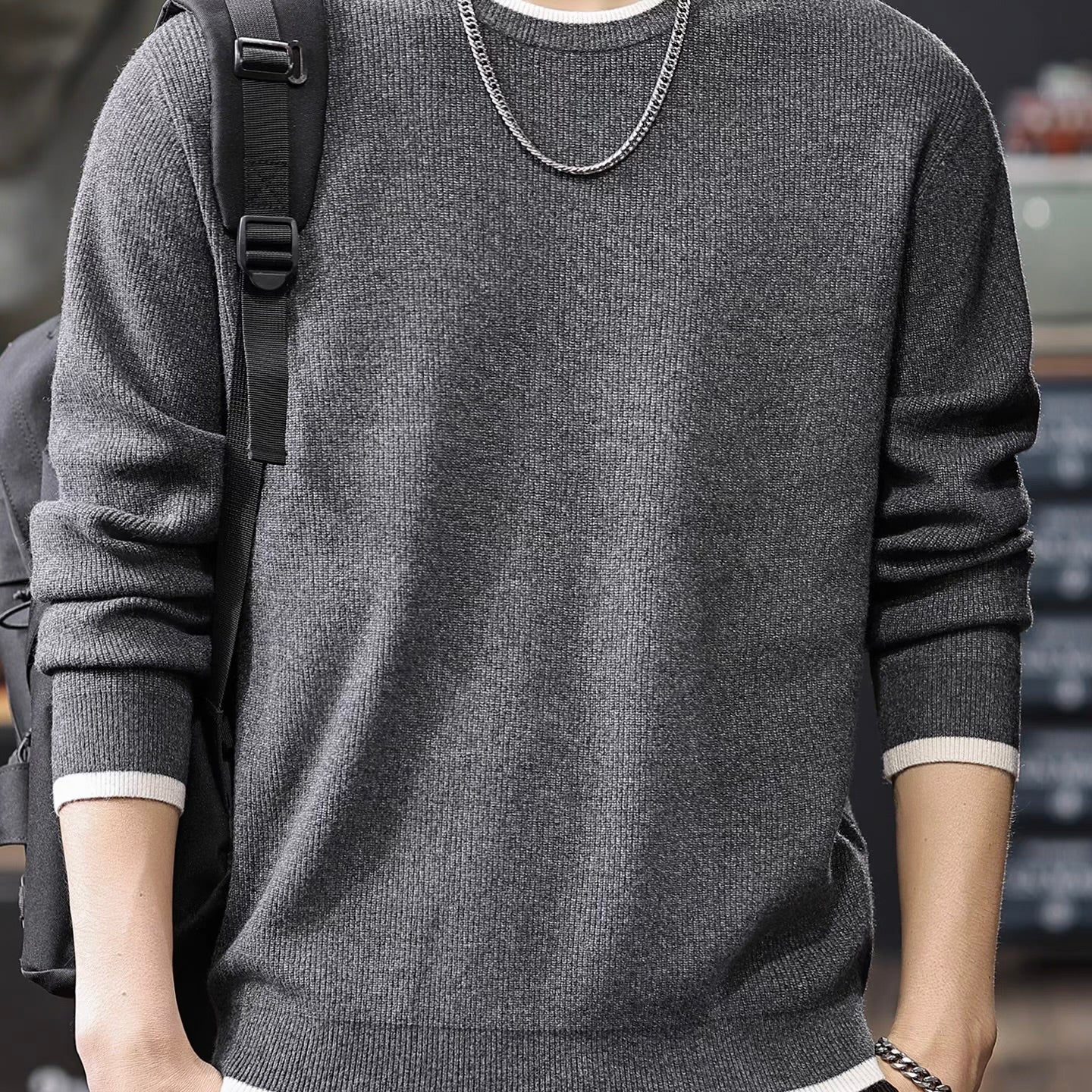 フェイクレイヤード シンプル セーター（3Colors）251009