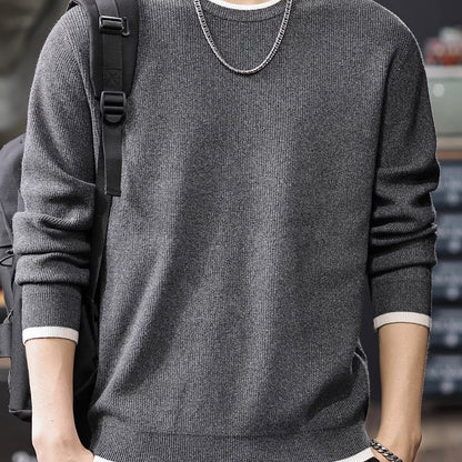 フェイクレイヤード シンプル セーター（3Colors）251009