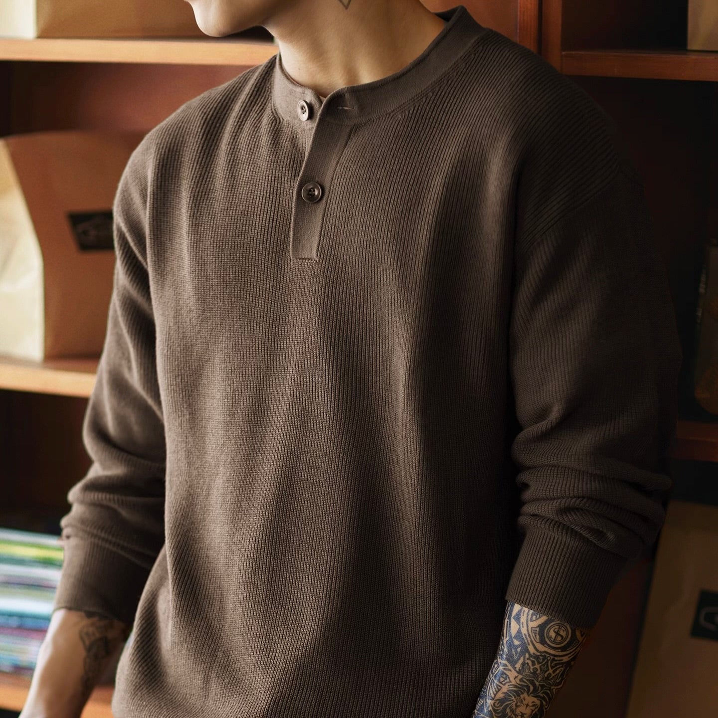 ヘンリーネック ニットプルオーバー（3Colors）250930