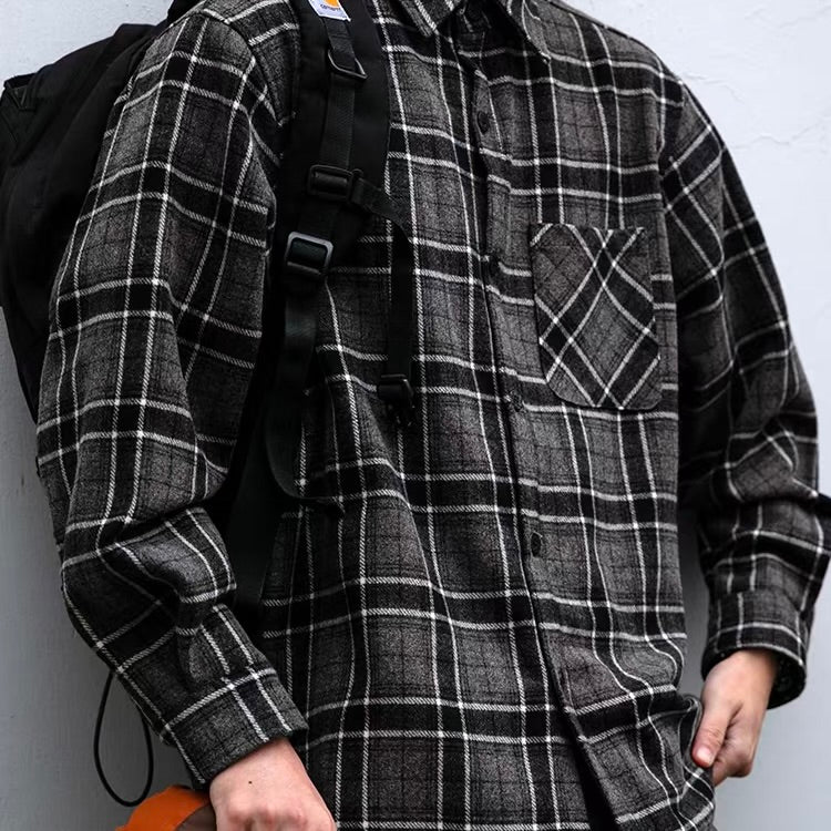 レトロ 厚手 起毛 チェックシャツ（1Color）251084