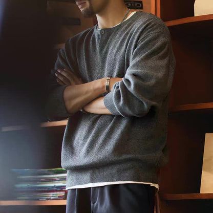 ヘンリーネック シンプル ニットプルオーバー（3Colors）250881