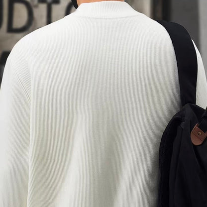 ハーフジップ スタンドカラー 厚手 セーター（3Colors）260016