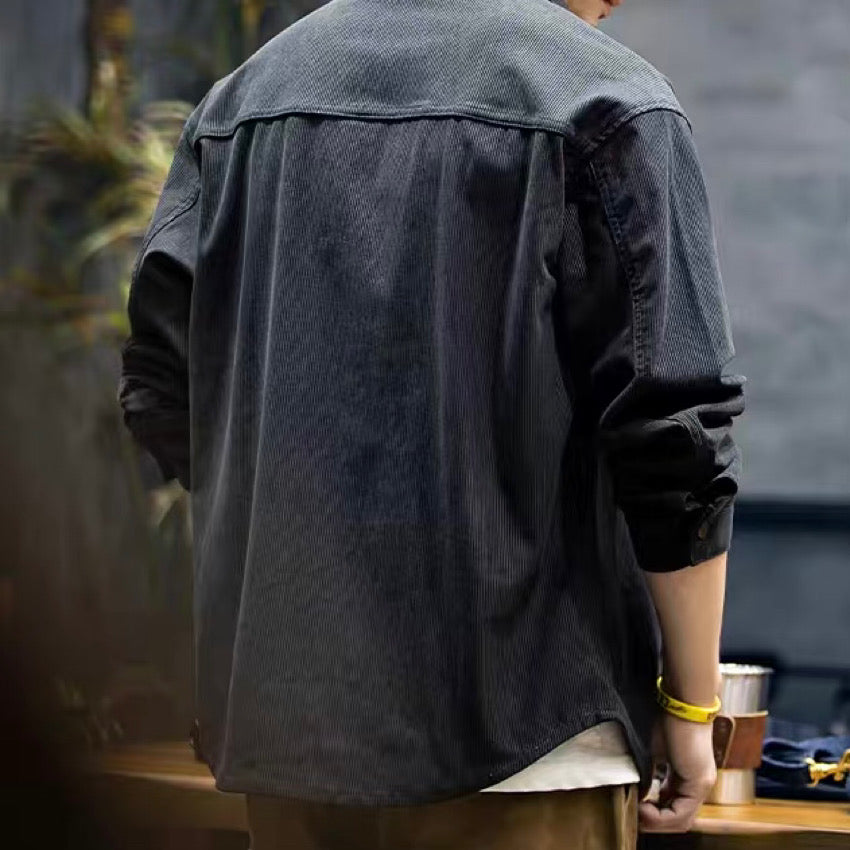 シンプルロゴ 胸ポケット付 コーデュロイシャツ（2Colors）240747