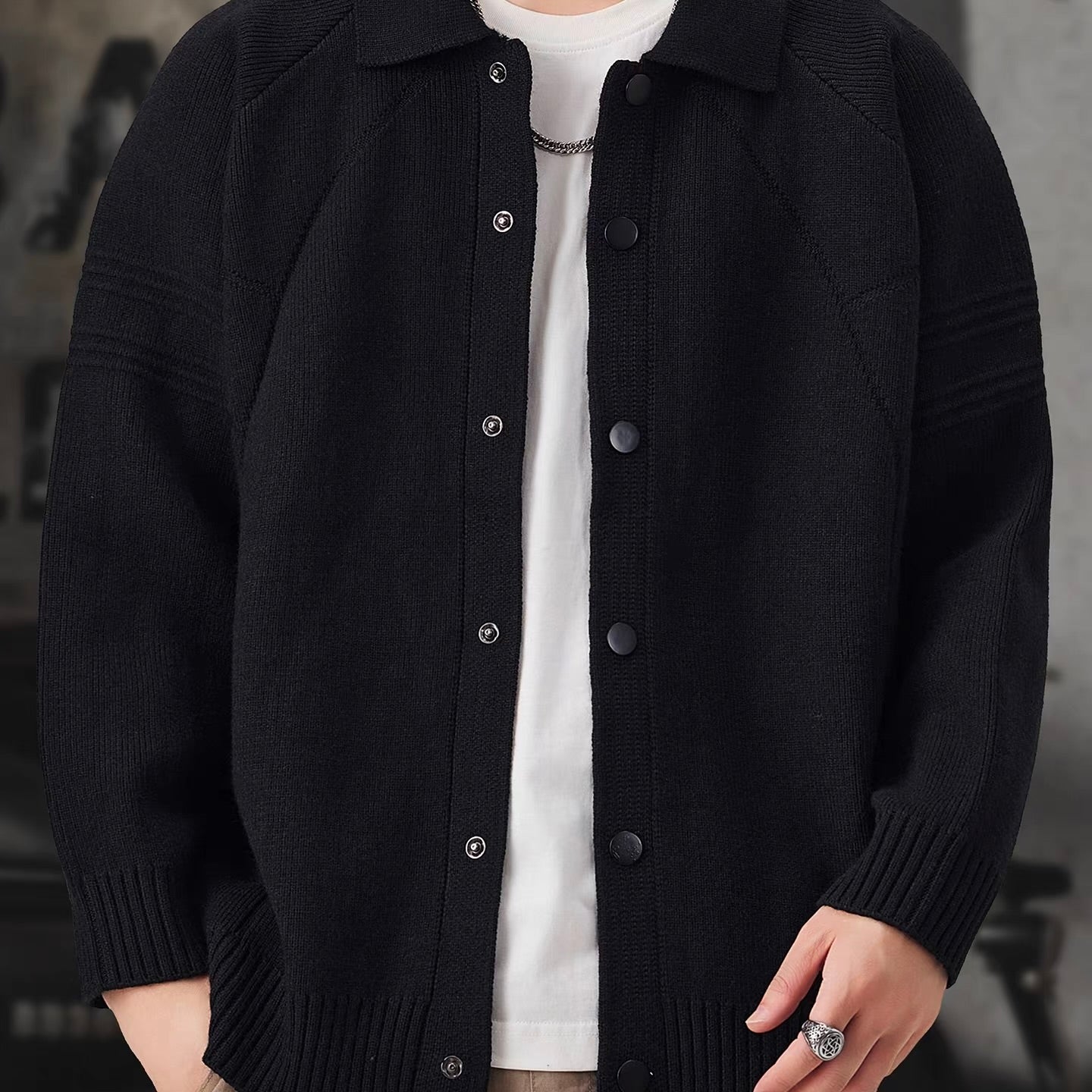 襟付き シンプル ニットカーディガン（3Colors）251072