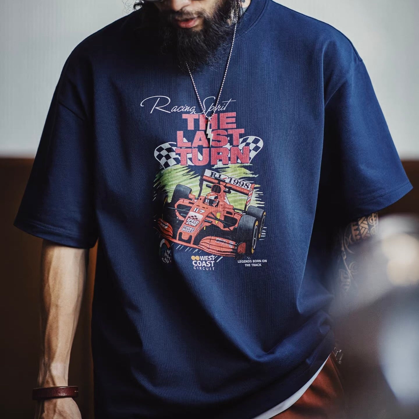 レトロ レーシングプリントTシャツ（1Color）260568