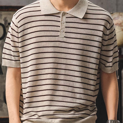 ボーダー 半袖ニットポロシャツ（2Colors）260252