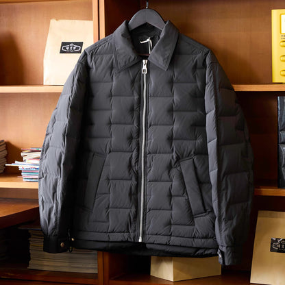 スクエア柄 襟付きダウンジャケット（2Colors）251024