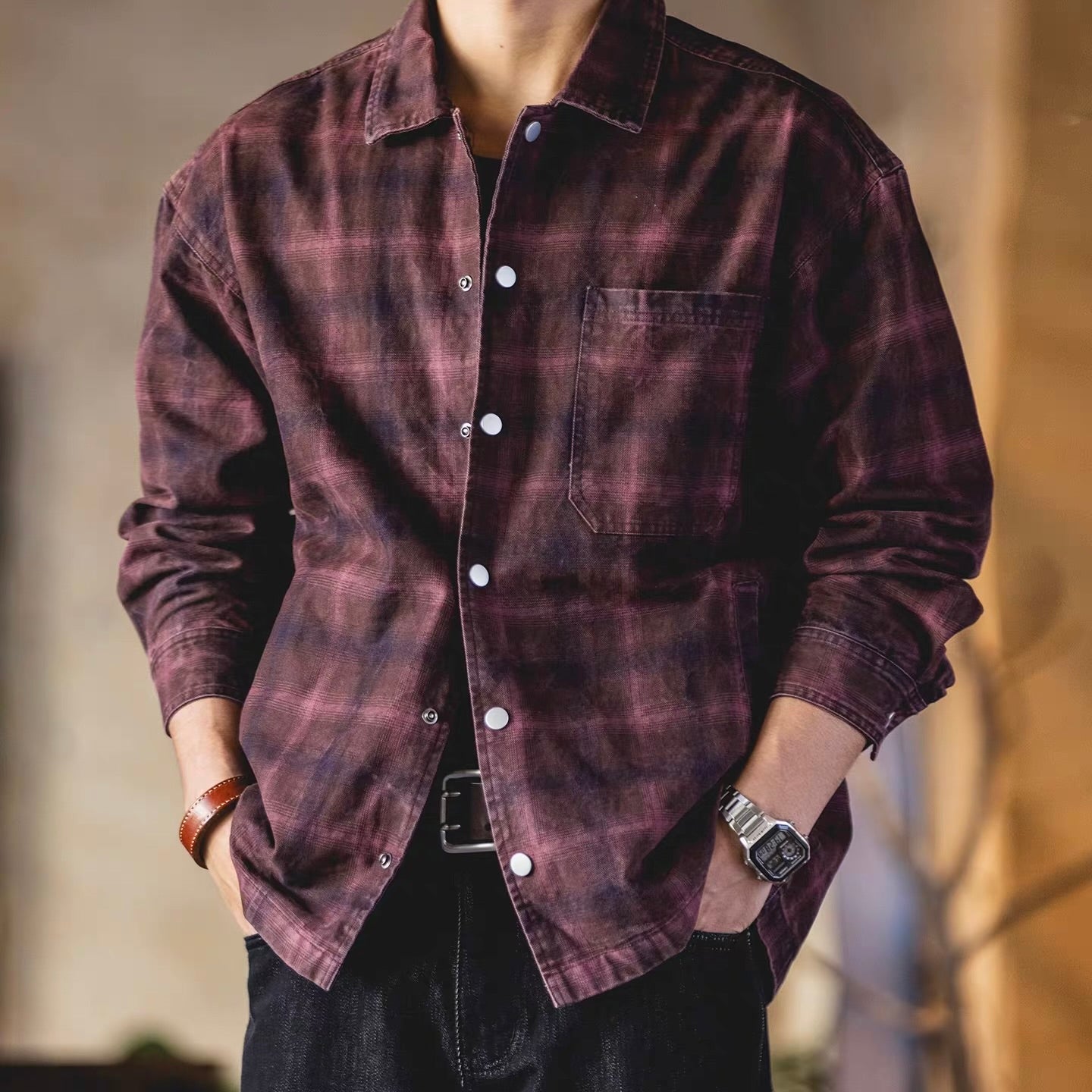 レトロ ウォッシュド チェックシャツ（2Colors）260075