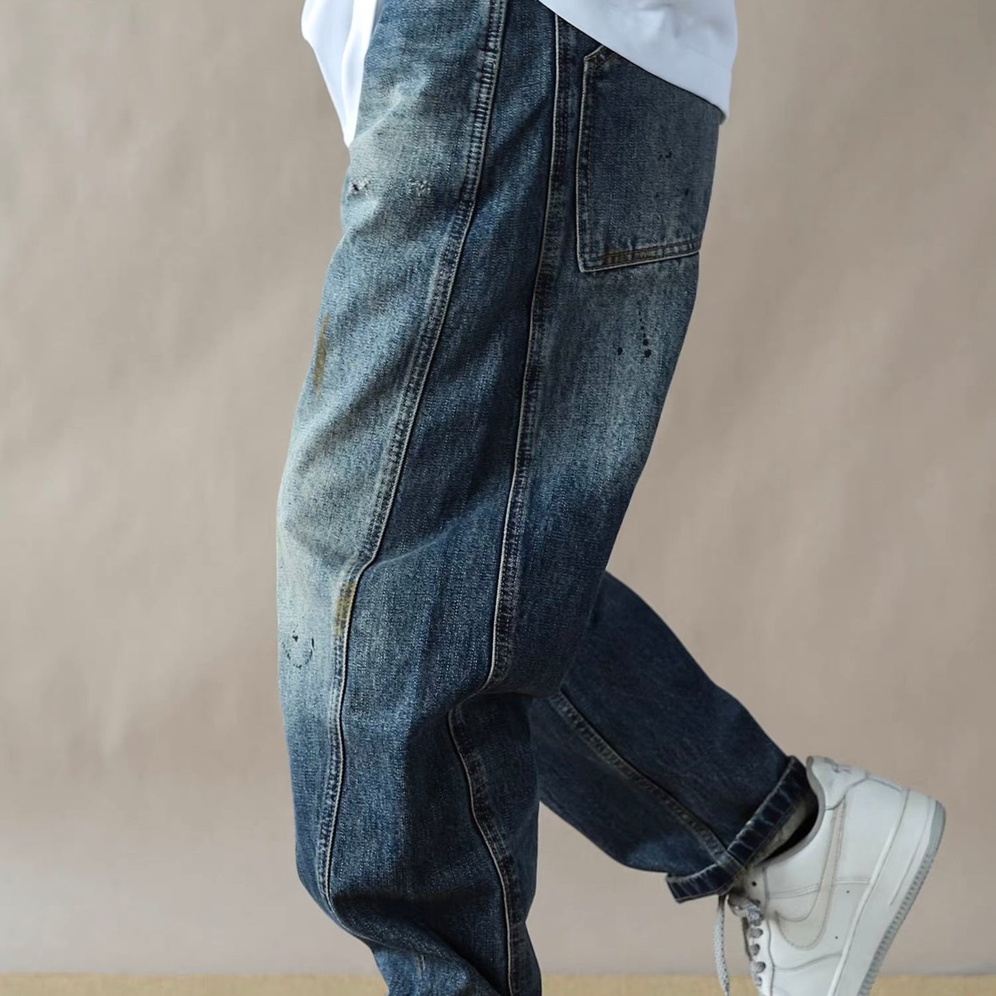 アメリカンレトロ ウォッシュドデニム テーパードパンツ（1Color）260001