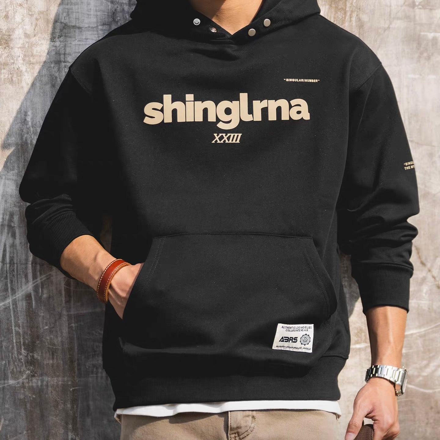 スナップボタン付 プリント フーディー（4Colors）260124