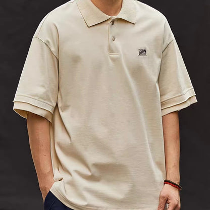 レトロ フェイクレイヤード ポロシャツ（2Colors）250387