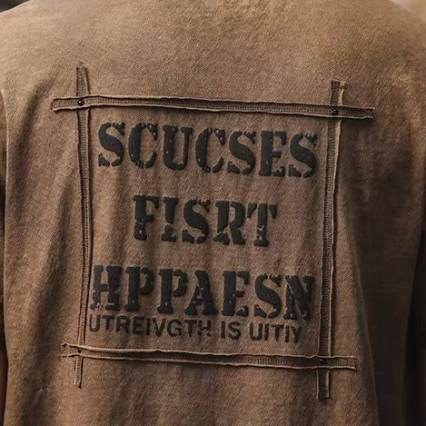 ウォッシュ加工 レタープリントTシャツ（2Colors）260205