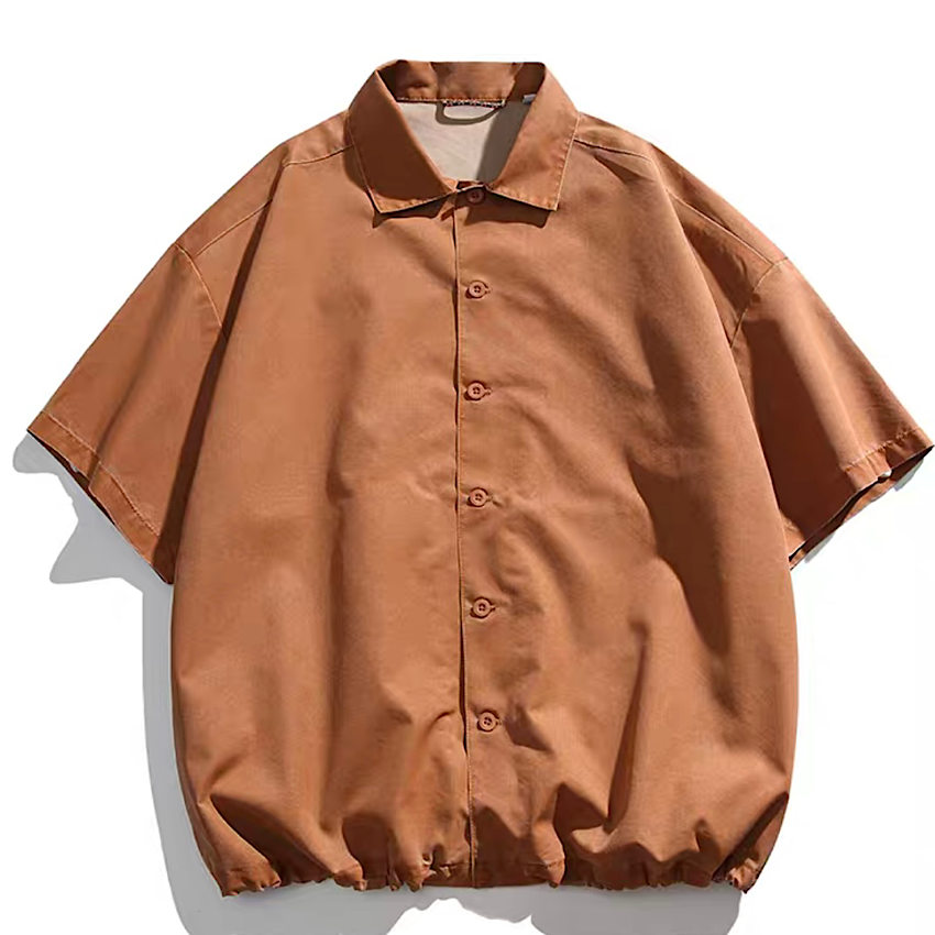 裾ドローコード オーバーサイズ 半袖シャツ（5Colors）240498 – Champyee (チャンピー) アウトドア系コーデショップ