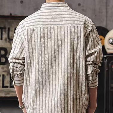 テクスチャー ストライプ 長袖シャツ（2Colors）260119