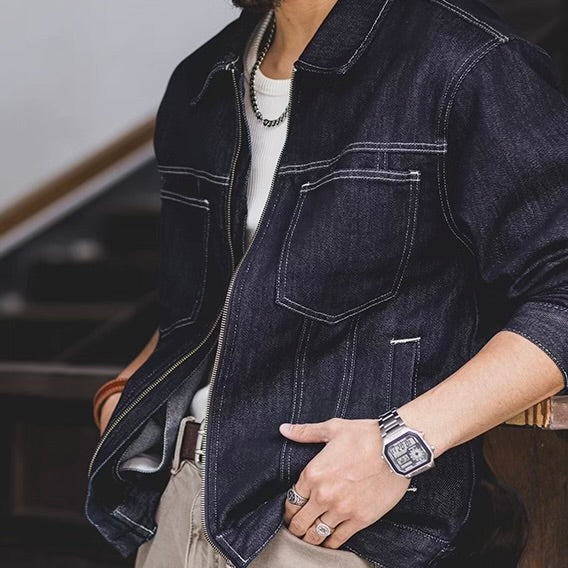 ポイントステッチ フルジップ デニムジャケット（1Color）260053