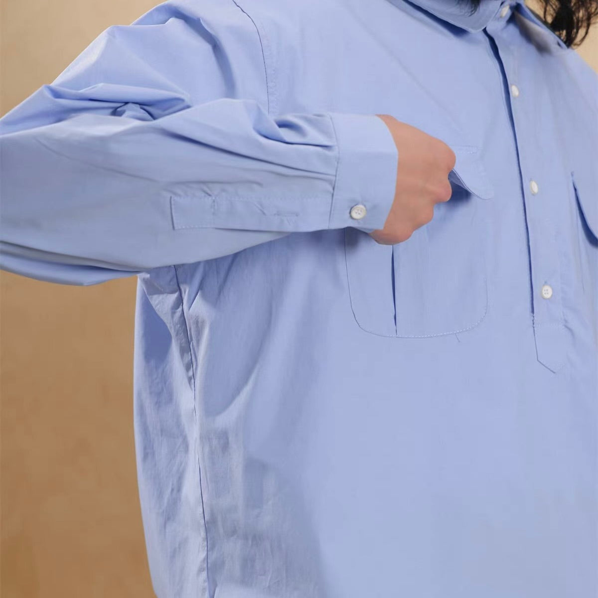 裾ドローコード ハーフボタン オーバーサイズシャツ（3Colors）260195