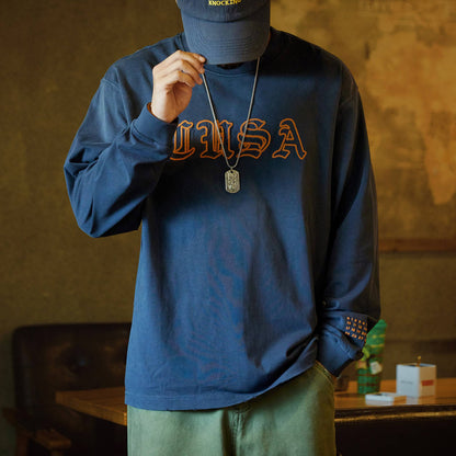 ロゴ刺繍 ダメージ 長袖Tシャツ（1Color）250694